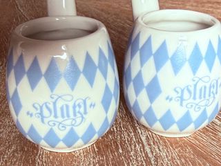 2 Vasos Chupito Cerámica Diseño Rombo