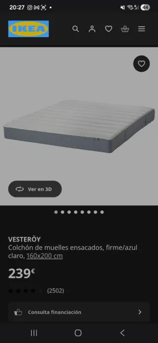 Colchón Ikea Vesterøy 160x200