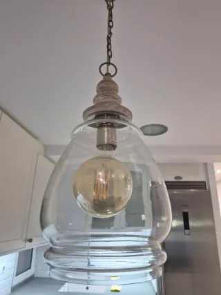 Lámpara Colgante Cristal y Madera