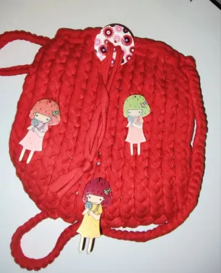 Bolso infantil tejido rojo