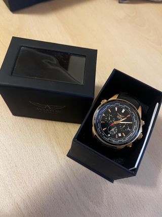 Reloj Aviator Hombre Negro/Dorado