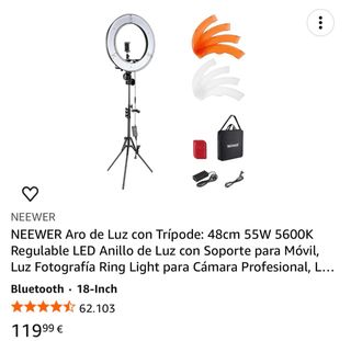 Aro de luz LED con soporte para móvil