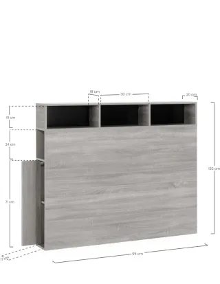 Cabecero 95cm blanco con estantes