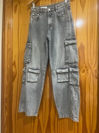 Pantalón cargo mujer gris
