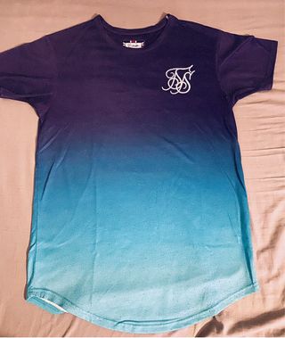Camiseta SikSilk degradada de azul marino>turquesa