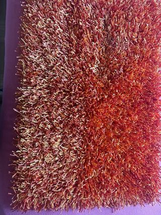 Coppia di tappeti Shaggi arancione e rosso