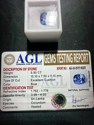Safira natural Azul do sri lanka 5,90ct