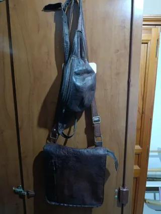 ‼️Bolso Hombro y Riñonera Cuero Marrón Oscuro‼️