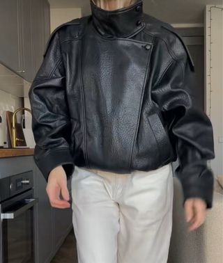 Cazadora efecto piel oversize nueva!!