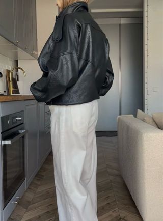 Cazadora efecto piel oversize nueva!!