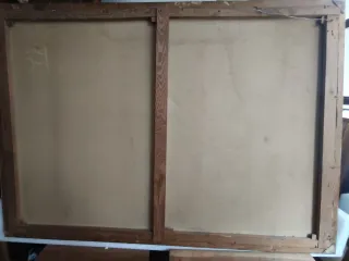 Cuadro óleo lienzo cisne y patos