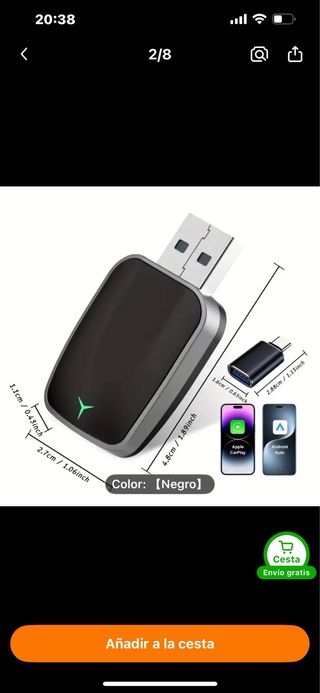 Adaptador Car Play USB-C Negro