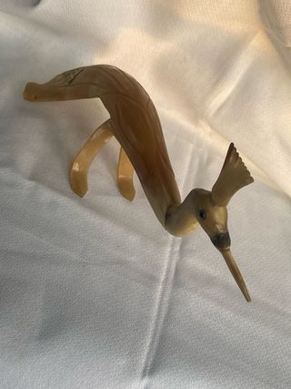 Figura decorativa de ave tallada a mano vintage