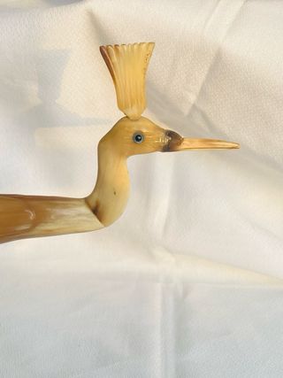 Figura decorativa de ave tallada a mano vintage