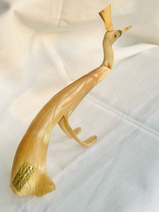 Figura decorativa de ave tallada a mano vintage