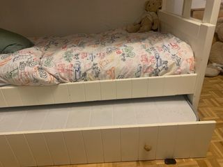 Litera madera maciza color crema