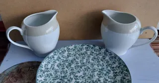 Nº 199.- Plato postre hojas verde y blanco