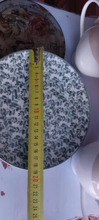 Nº 199.- Plato postre hojas verde y blanco