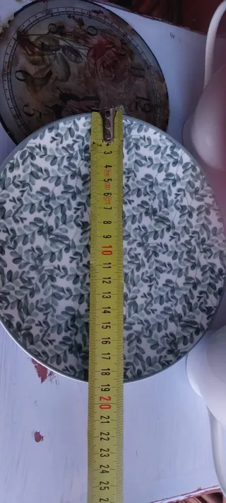 Nº 199.- Plato postre hojas verde y blanco