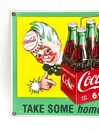 Insegna Coca-Cola Smaltata Vintage 28x22 cm
