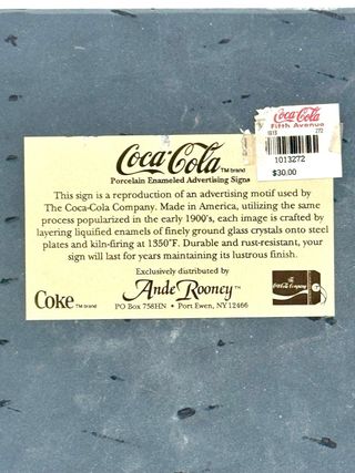 Insegna Coca-Cola Smaltata Vintage 28x22 cm