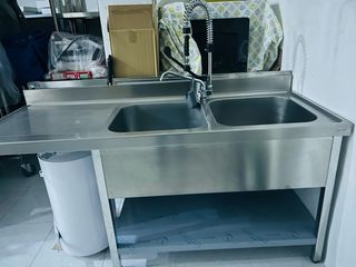 Fregadero industrial doble acero inoxidable
