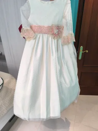 Vestido de Comunión Blanco y Rosa