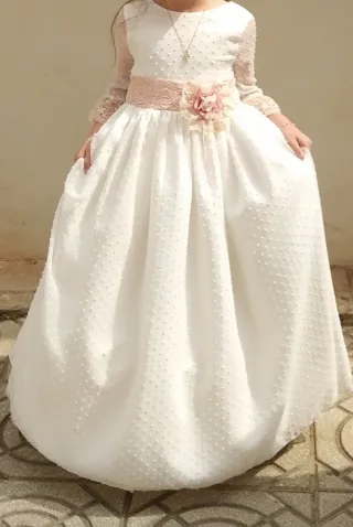 Vestido de Comunión Blanco y Rosa