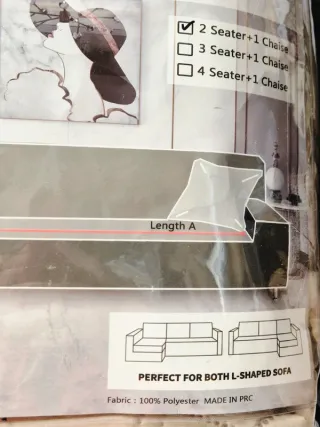 Funda sofá 2 plazas + chaise longue beige