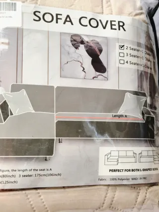 Funda sofá 2 plazas + chaise longue beige