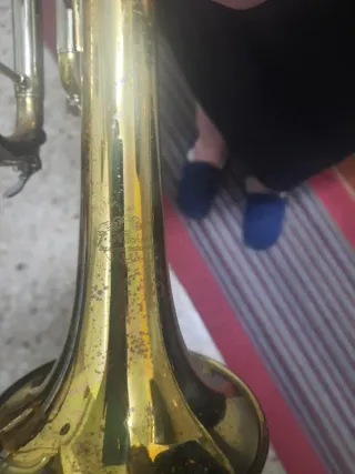 Trompeta dorada con estuche