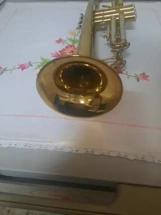 Trompeta dorada con estuche
