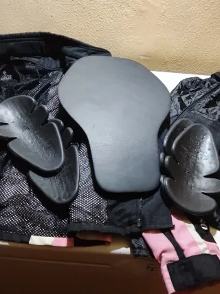 Chaqueta Moto Chica Negra y Rosa