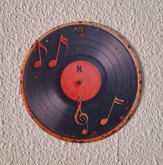 Póster Metal Vintage Vinilo y Notas Musicales