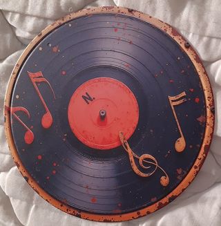 Póster Metal Vintage Vinilo y Notas Musicales