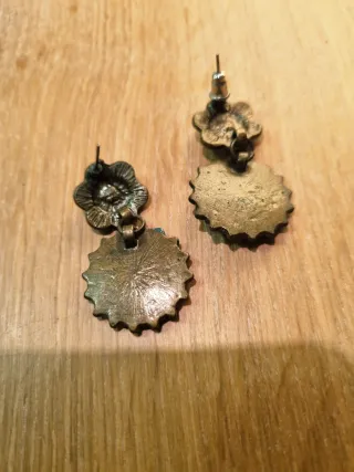 Pendiente de calidad estilo étnico verde/azul