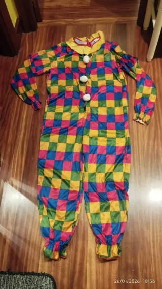 Disfraz payaso cuadros, con gorro.