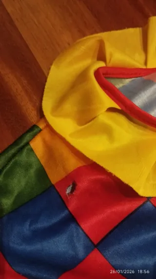 Disfraz payaso cuadros, con gorro.