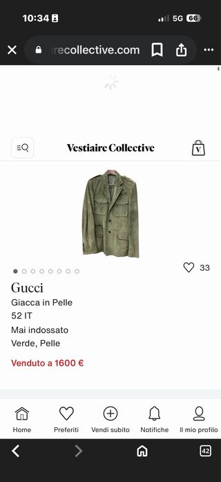 Giacca Gucci Tg 52 Verde