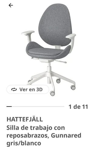 Silla de trabajo HATTEFJÄLL gris y blanca