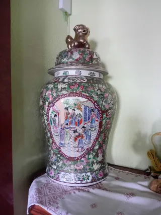 Jarrón Chino Familia Roes Porcelana