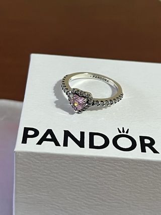 Anillo Pandora Corazón Rosa Plata