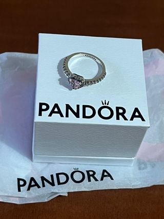 Anillo Pandora Corazón Rosa Plata