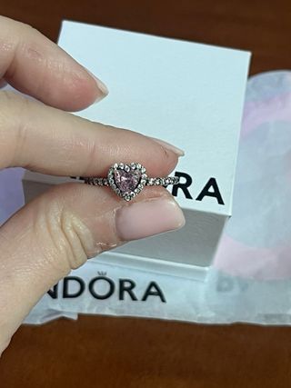 Anillo Pandora Corazón Rosa Plata