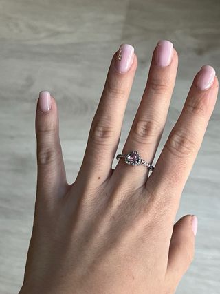 Anillo Pandora Corazón Rosa Plata