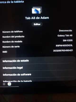Samsung Tab A8 64GB 4GB RAM Gris/Negro
