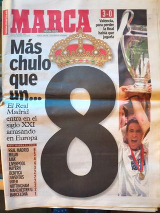 Periódico MARCA Octava Copa de Europa Real Madrid