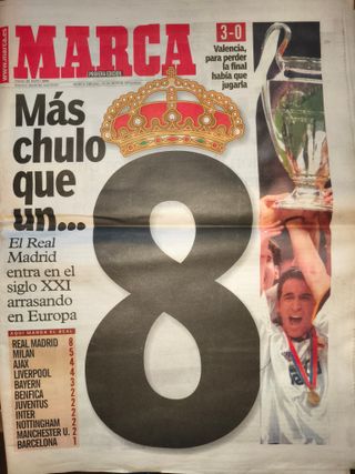 Periódico MARCA Octava Copa de Europa Real Madrid