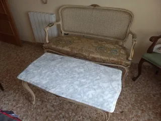 Sofá y mesa de centro estilo Luis XV