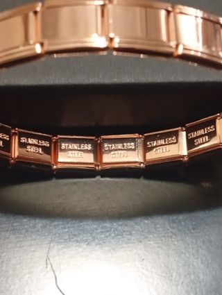 Pulsera elástica acero inoxidable color oro rosa